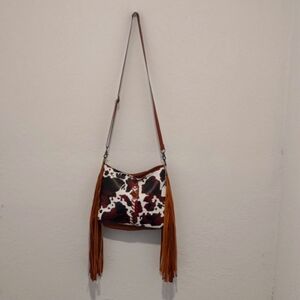 NWT Texas Cow print Purse with Fringe size Medium